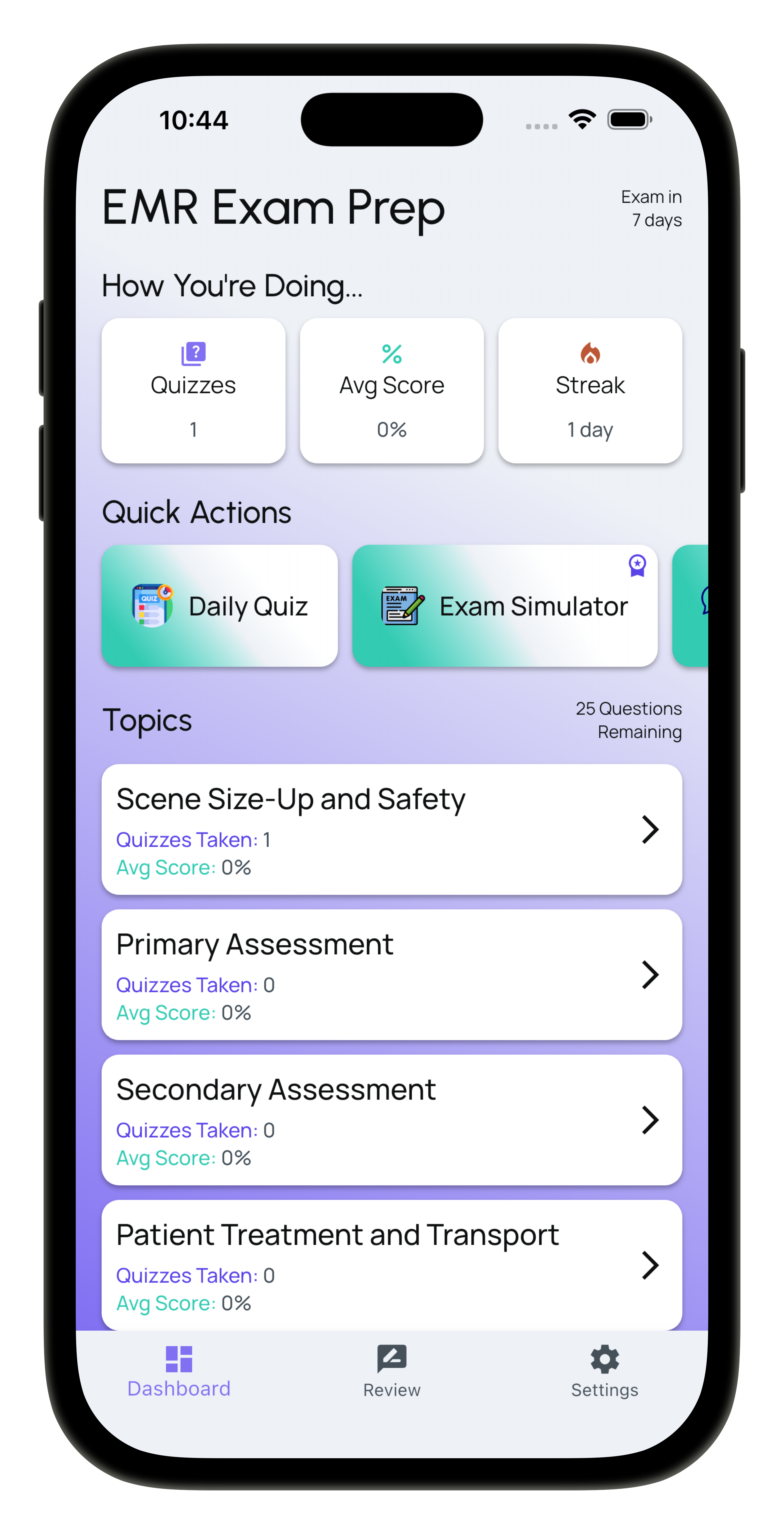 EMR Exam Prep Screenshot